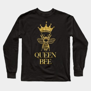 Beautiful Gold Sparkly Queen Bee Long Sleeve T-Shirt